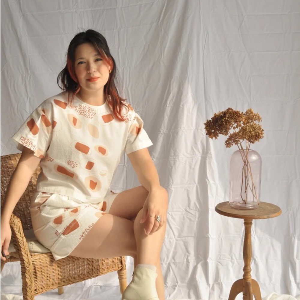 *Eve Gravel* Seed Shirt, size Small - 100% Crepe Cotton, Made in Canada